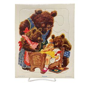 Vintage Playskool Goldilocks & The Three Bears Wooden Puzzle 5800